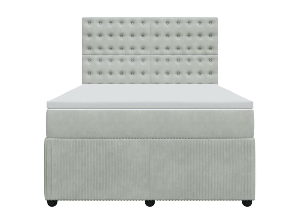 Bed base and mattress in Vertchez, light grey, 140x190cm, velvet