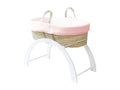 Moses basket with reversible stand, white, organic cotton cover - Peony