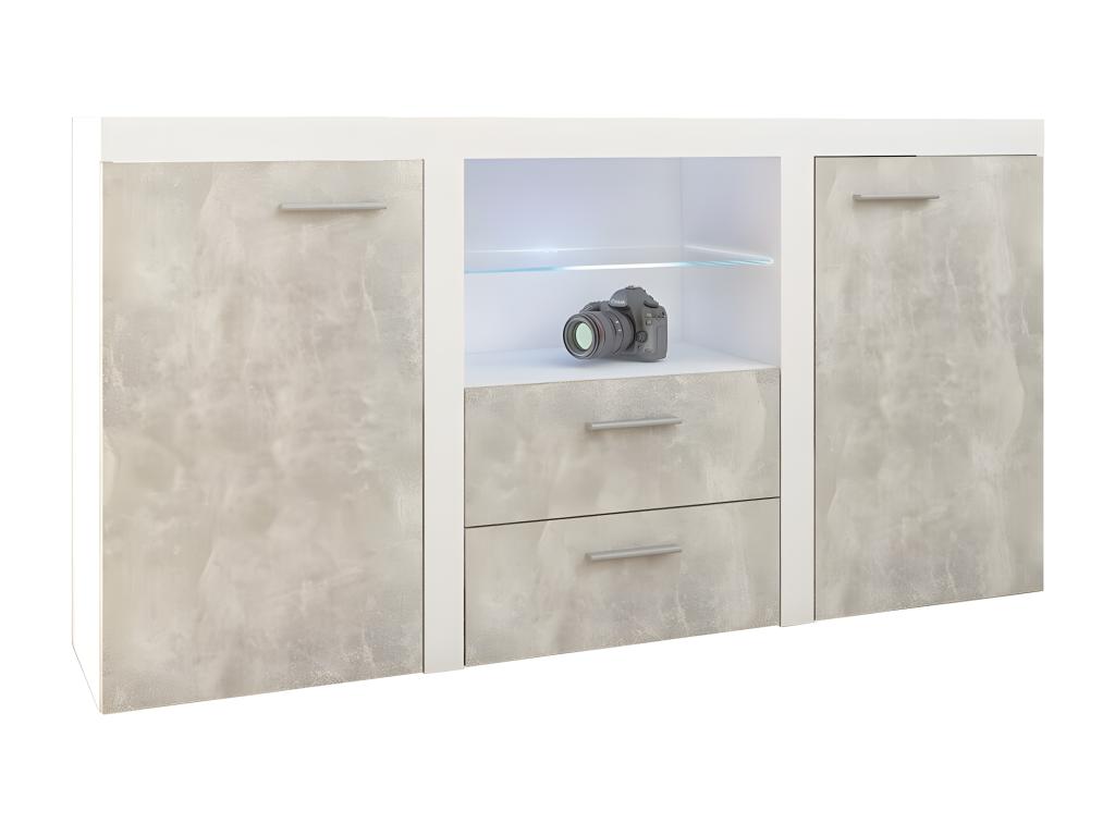 Vertchez 104 Concrete Chest of Drawers - White With drawers and doors Number of drawers: 2 82x157cm