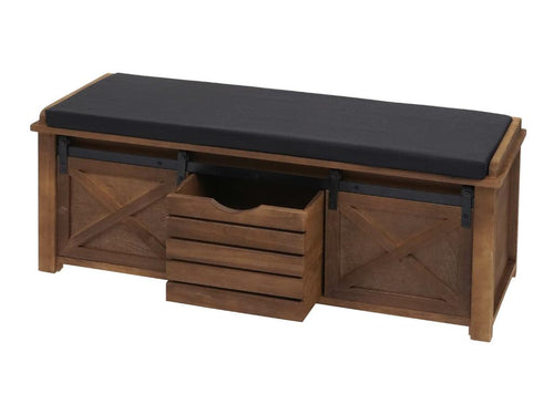 Meublita-H53 brown bench with storage compartments