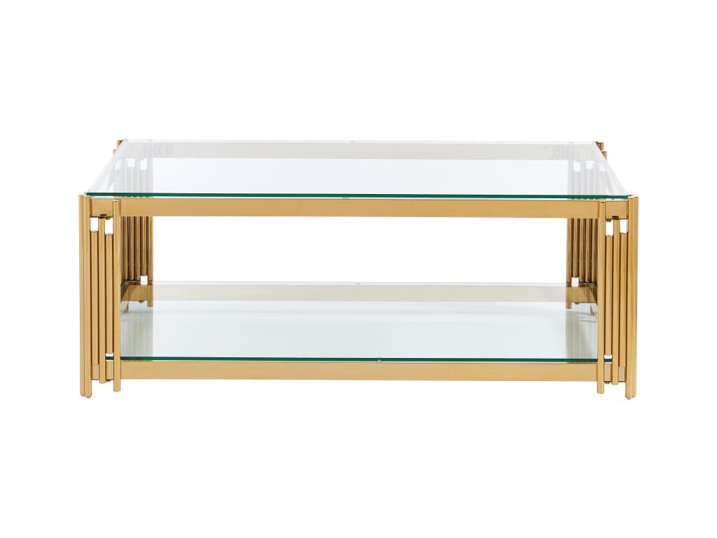 Coffee table in tempered glass and stainless steel - Gold - Meublita MORABITO