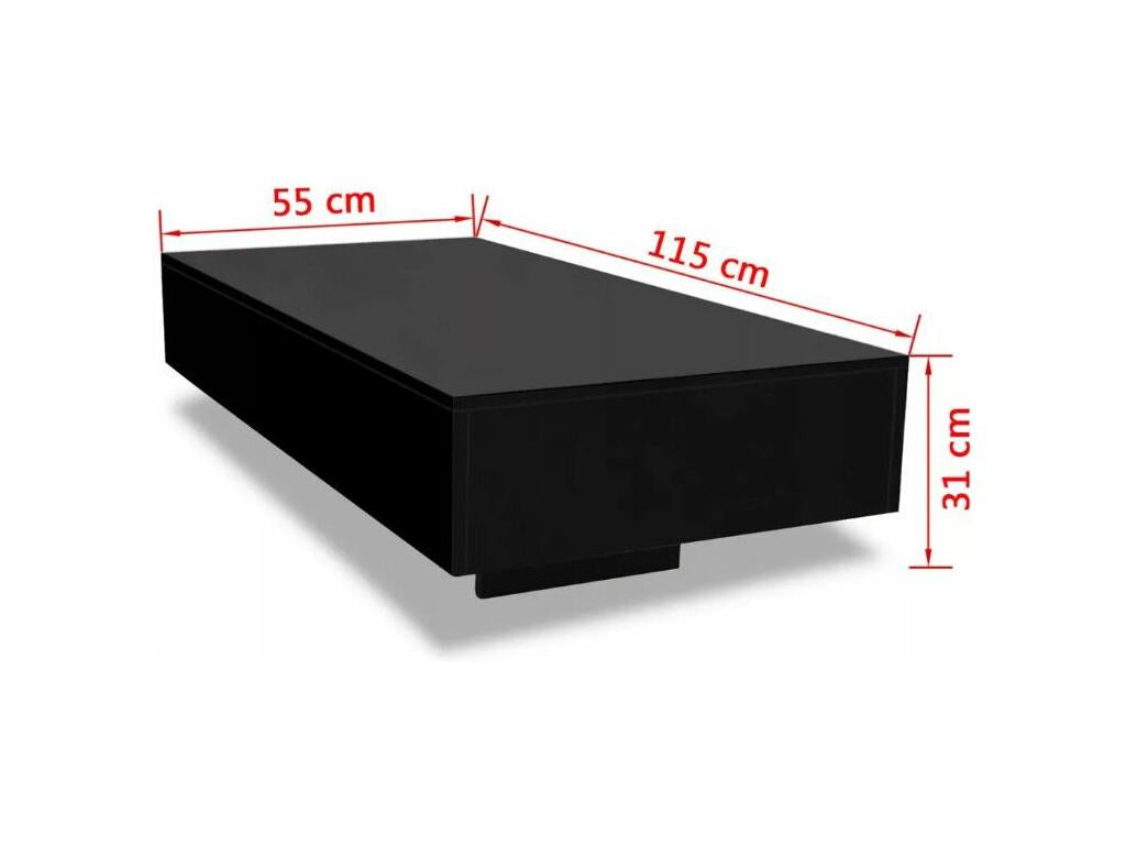 Meublita rectangular coffee table in glossy black wood