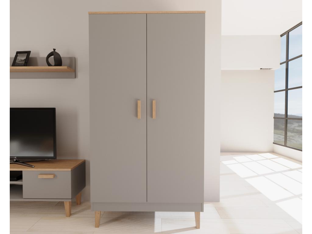 Vertchez 2-Door Wardrobe - Grey