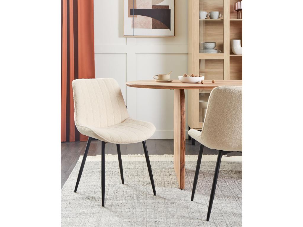 Set of 2 Vertchez Bouclé Light Beige Dining Chairs