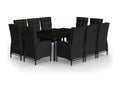 11-Piece Garden Dining Set, Black Wicker Resin