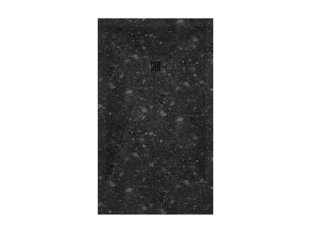 Vertchez Black Shower Tray with Smooth Finish and Vertchez 3D Color Grid - 90x90 cm