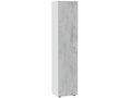 Storage cabinet made of melamine-coated particleboard in matte white and cement grey - Height 182 x Length 41 cm x Depth 37 cm
