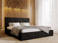 Upholstered bed with storage - 200x200 - double bed - velvet - black - Meublita