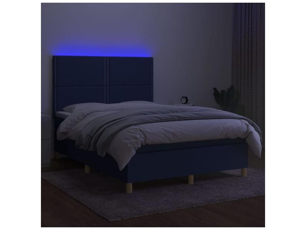Bed base and mattress with blue LED lighting, 140x200 cm, fabric, available in Vertchez.