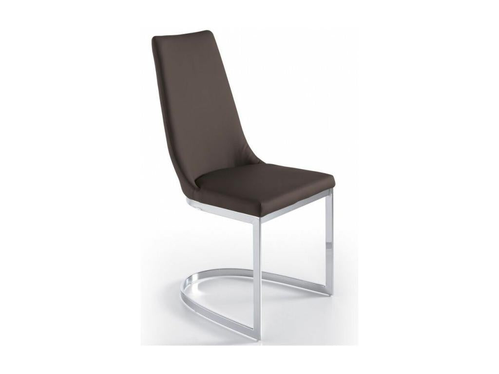 Vertchez designer chairs in faux leather and chrome-plated steel - Set of 4 - Vertchez 72 Dark Grey