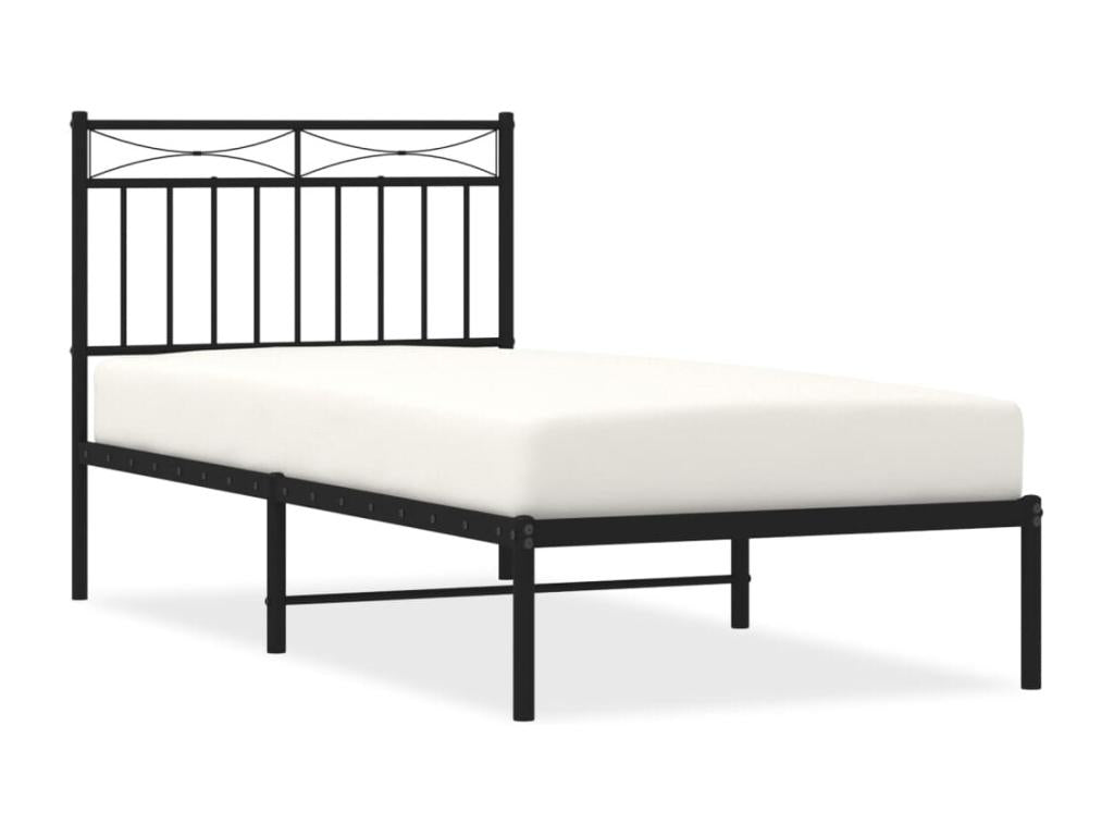 Metal bed frame with black headboard 90x190 cm