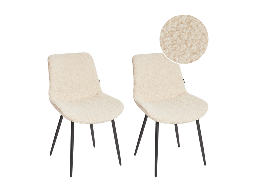 Set of 2 Vertchez Bouclé Light Beige Dining Chairs