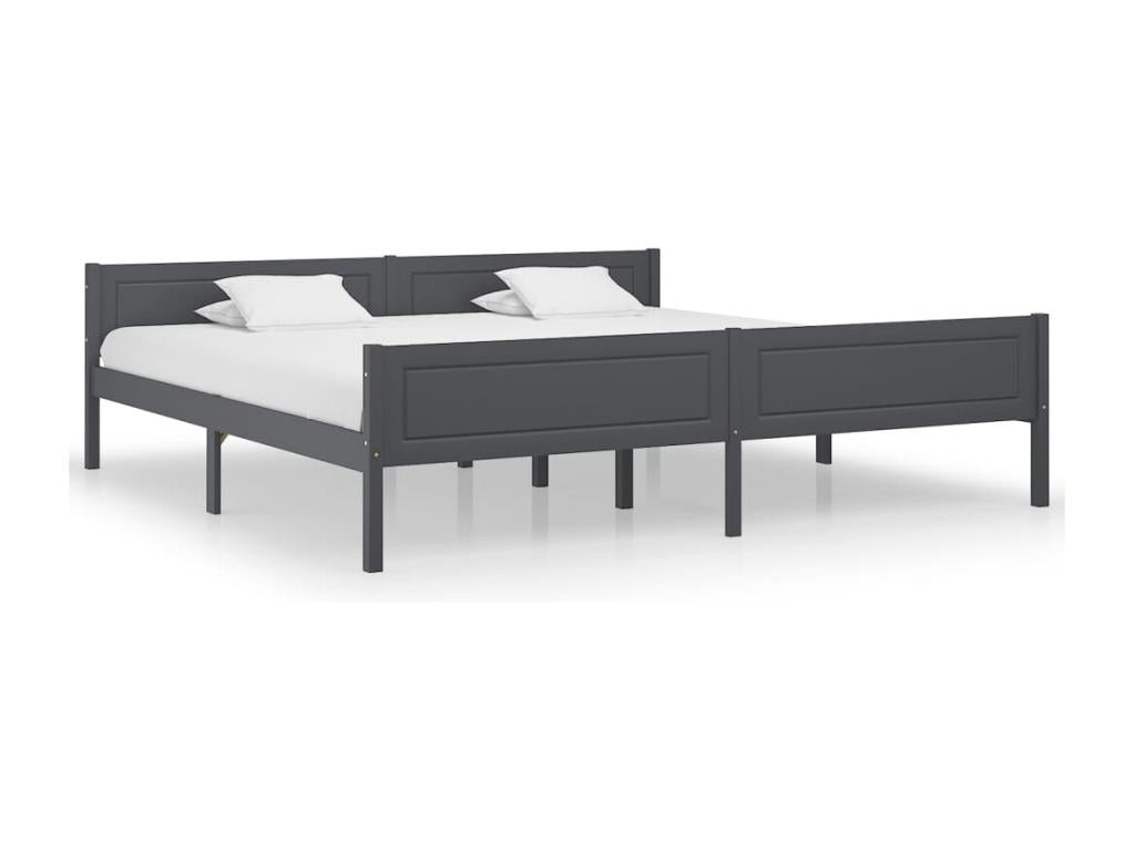 Bed frame without mattress, solid grey pine wood, 200x200 cm