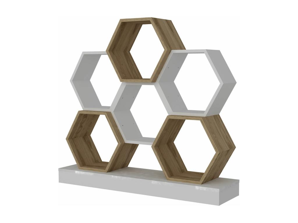 Meublita designer bookcase shelf, 120cm wide x 109cm high, light wood and white