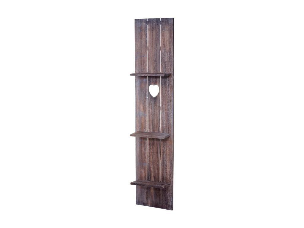Vertchez-C92 wall shelf panel with 3 tiers 150x33x13cm solid vintage wood - brown Vertchez