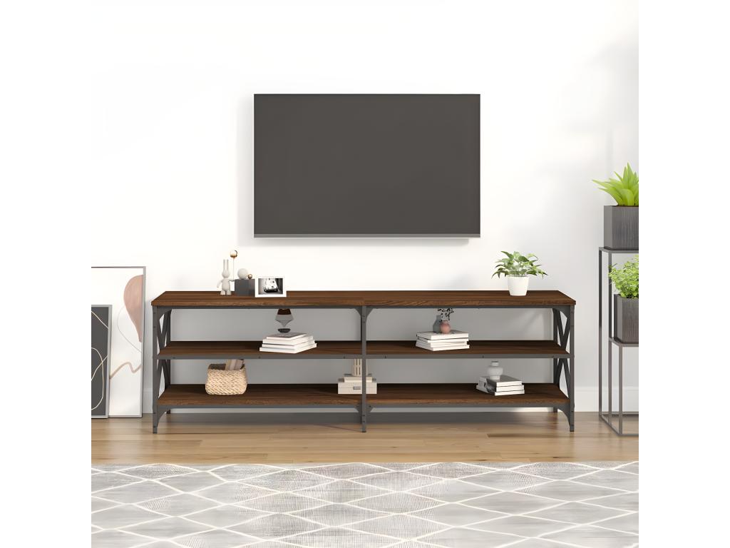 Brown oak TV stand, 160x40x50 cm, engineered wood