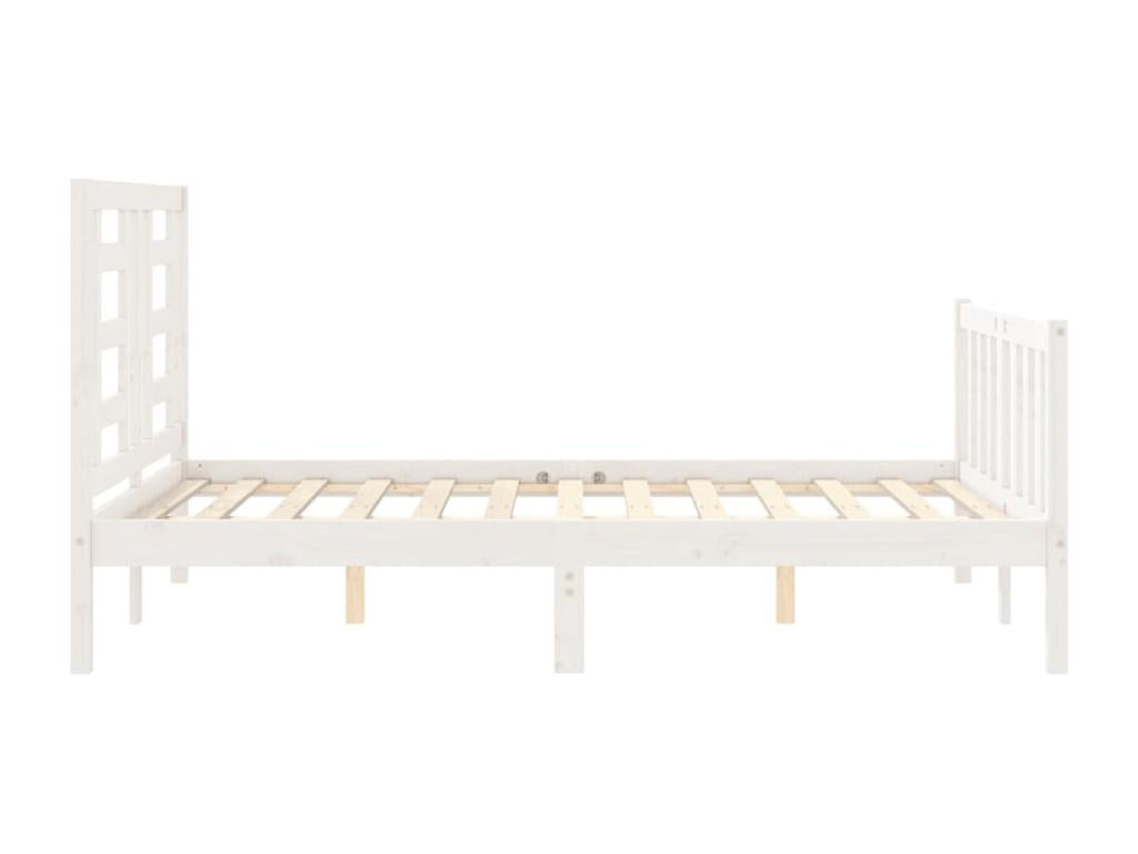 Bed frame with white headboard, 120x200 cm, solid wood