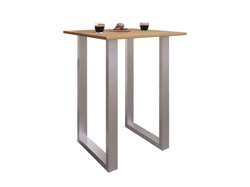 Vertchez Premium wood and aluminum bar table, high table, bistro table, Xona bar table, 80x50 cm, silver/honey oak