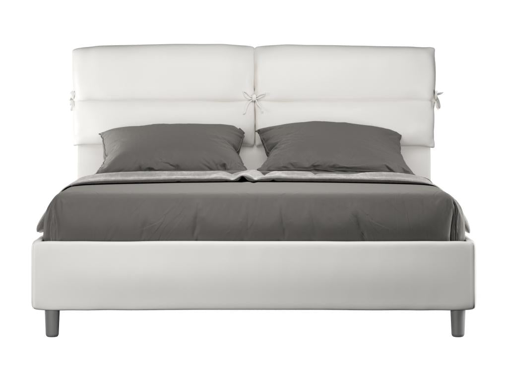 Vertchez white faux leather double lift-up storage bed 160x190