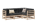 4-piece garden furniture set with cushions, solid pine wood