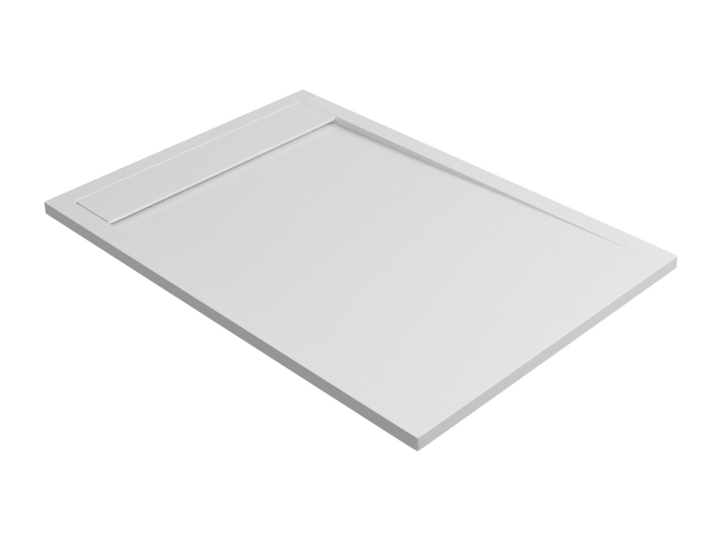 Vertchez Extra-Flat Shower Tray - Slate Texture in White Composite - L160 x W70 x H3cm - Vertchez