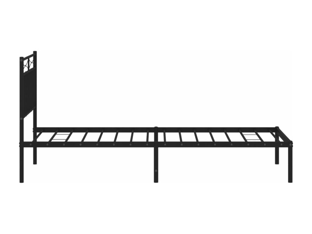 Metal bed frame with black headboard 90x190 cm