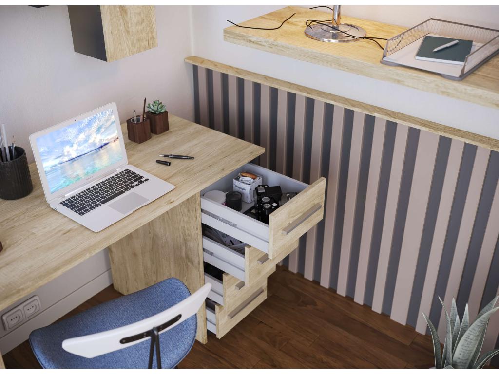 SAME Desk with 4 drawers, 110x56x74 cm, TALESA oak