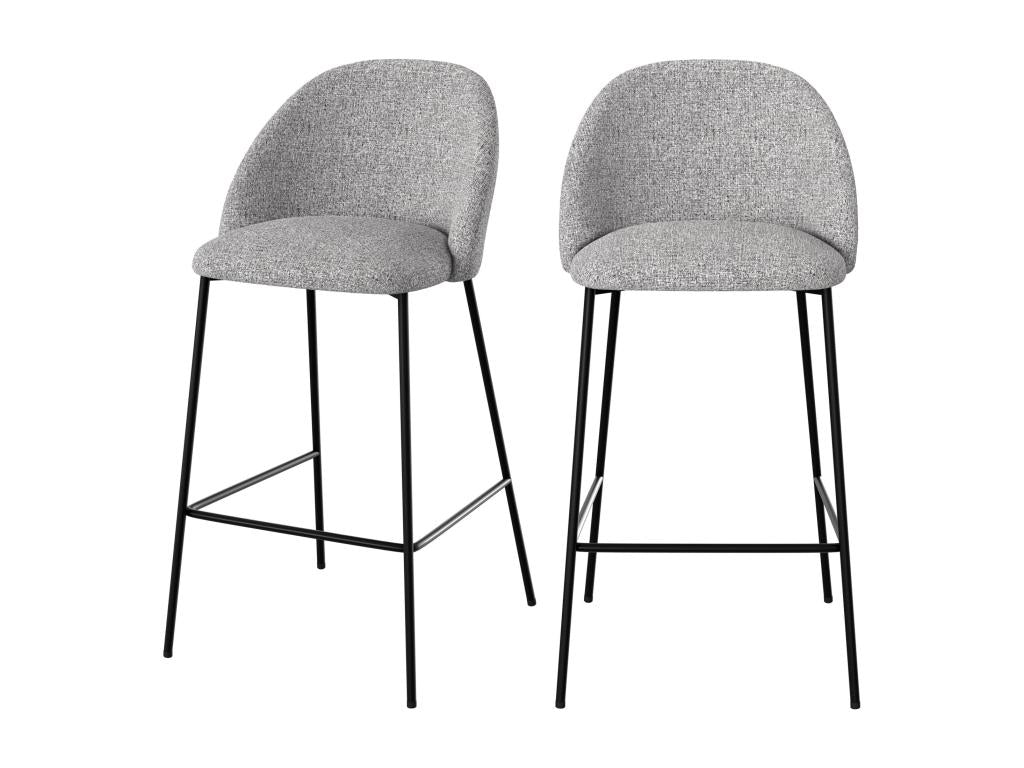 Set of 2 66cm Kitchen Island Chairs in Light Grey Heathered Fabric - Vertchez