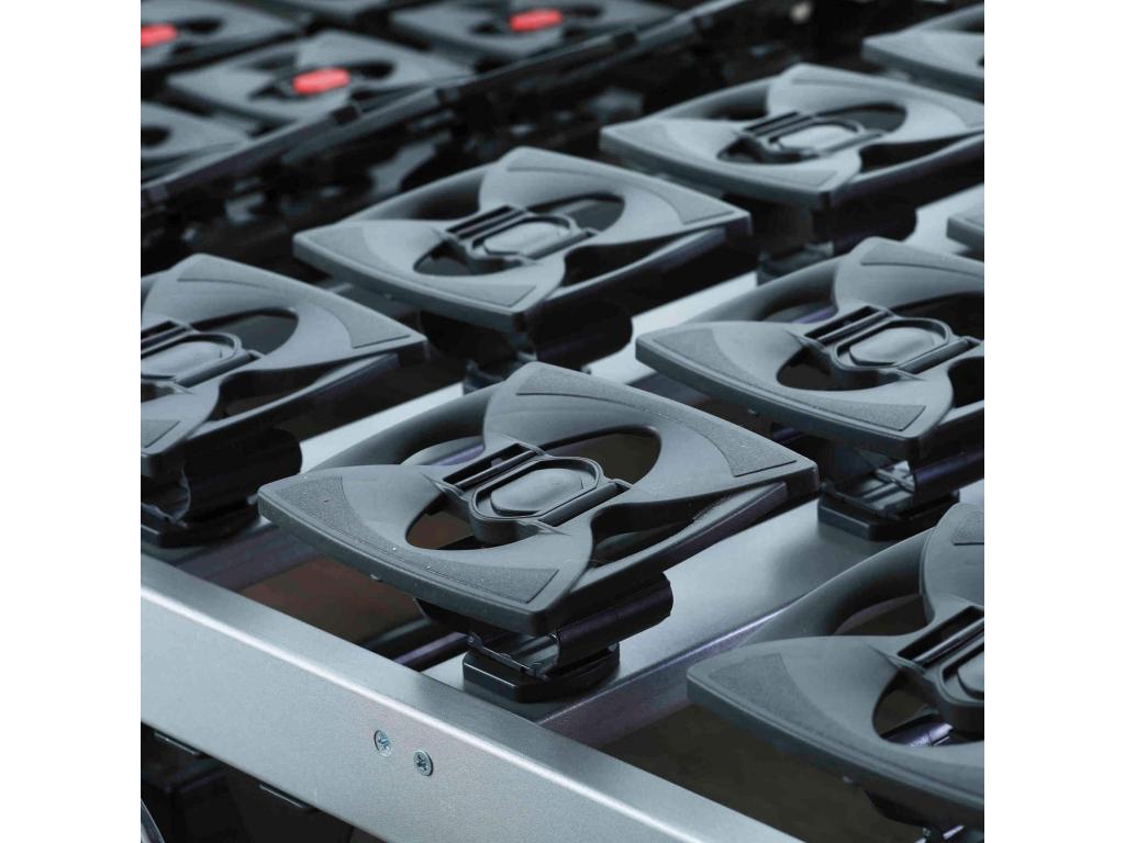 Electric relaxation bed base with all slats, light grey fabric, 70x190