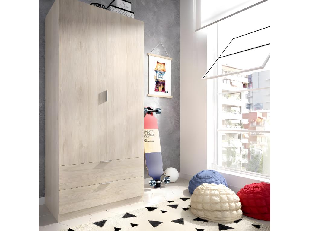 Wardrobe, cupboard, storage unit, natural color - Length 81 x Height 184 x Depth 52 cm