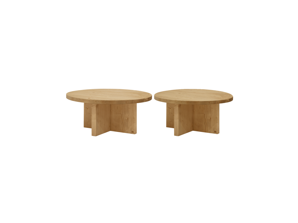 Set of 2 brown fir wood tables 80x30cm - Vertchez