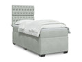 Bed base and mattress in Vertchez, light grey, 80x200 cm, velvet