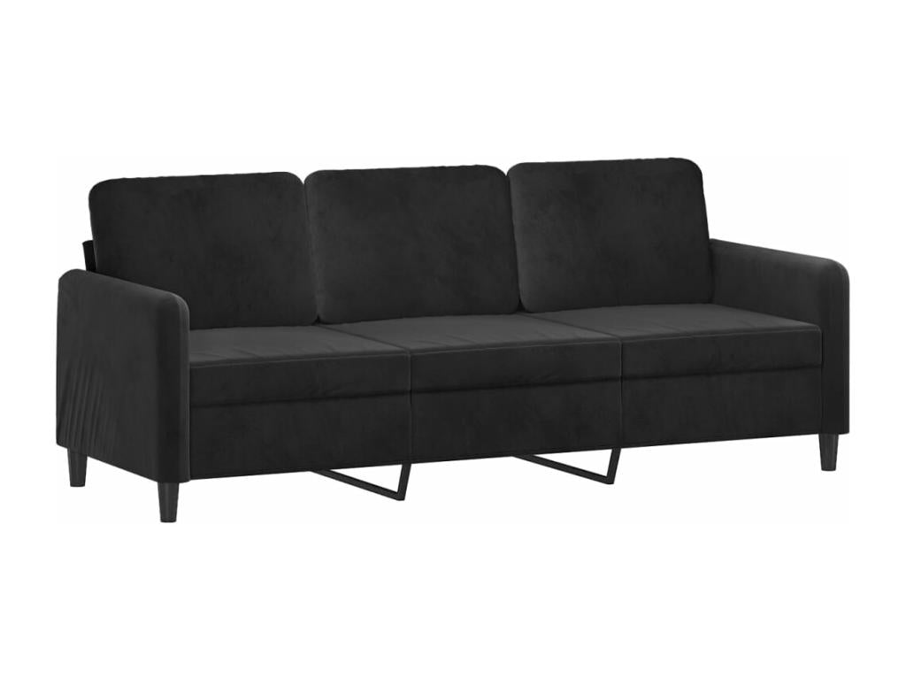 3-piece black velvet sofa set
