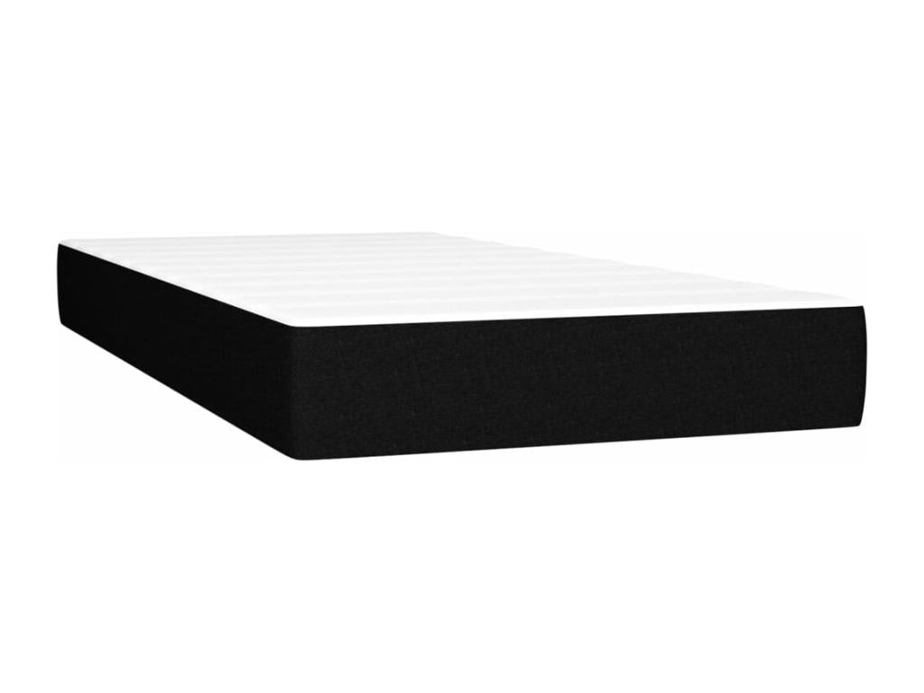 Upholstered bed base with mattress, black, 90x190 cm, fabric