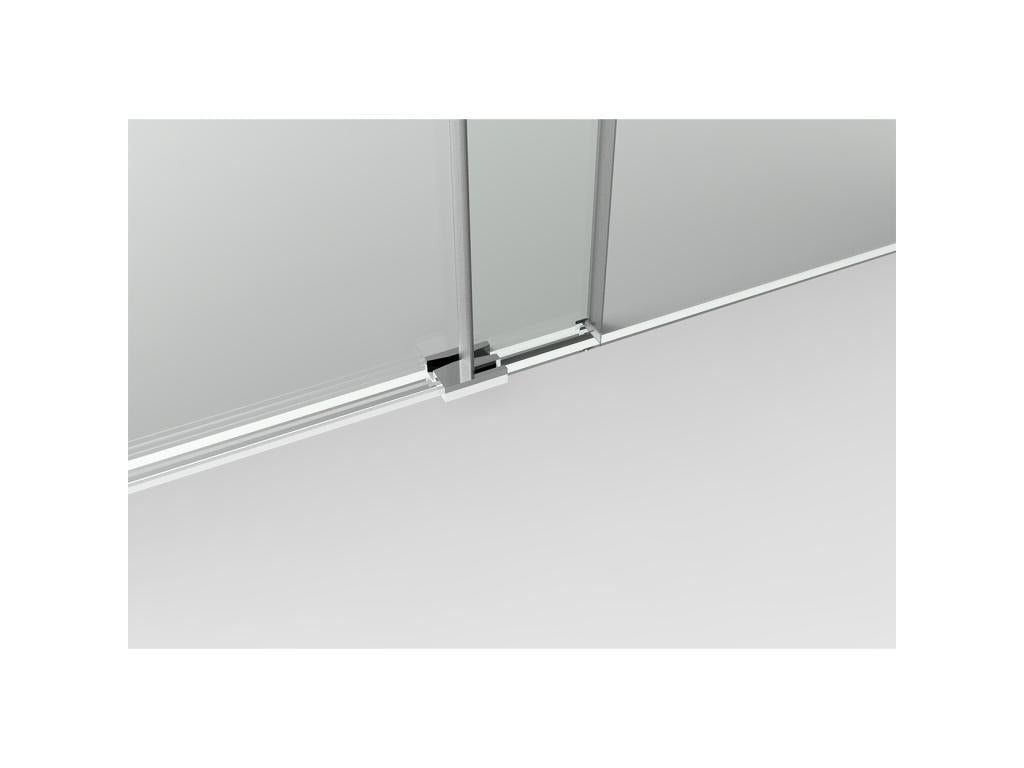 110cm wall-mounted shower screen with easy entry, featuring a fixed glass panel and a sliding panel, 200cm high