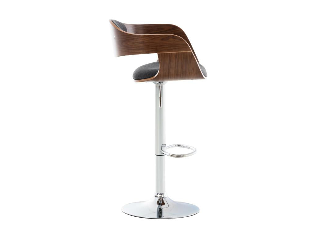 Bar stool - Fabric / Chrome metal - Walnut / Dark grey - Vertchez