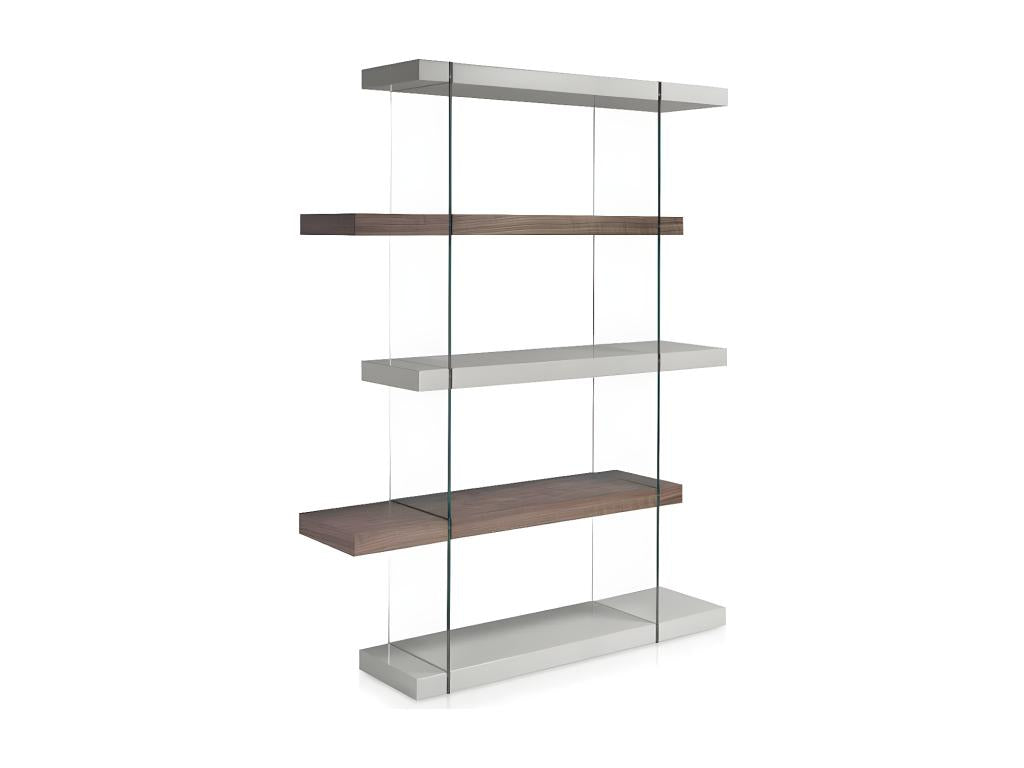 Modern shelf in walnut and lacquered wood, Roma - Green color