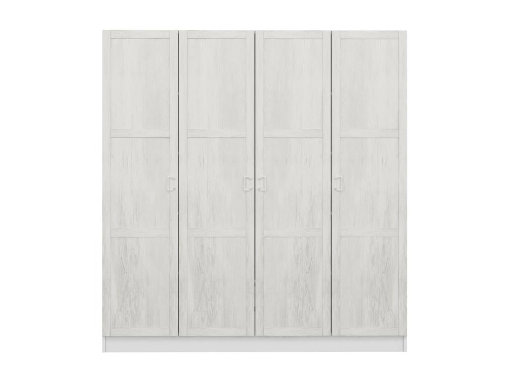 Tumbled Wardrobe, 4 Doors, 2 Drawers, White, 190x52x180cm