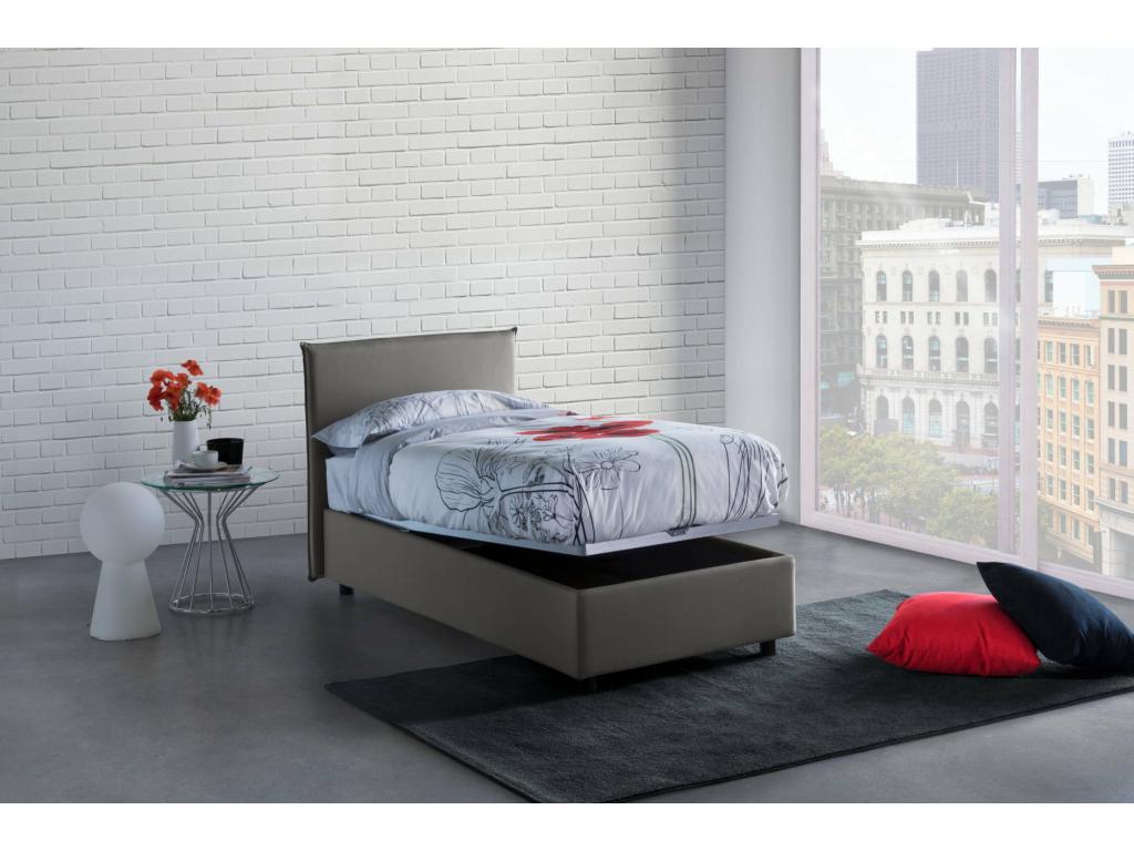 Vertchez Single Bed Storage Bed with Fabric Upholstery Made in Italy Front Opening Suitable for 90x200 cm Mattress Grey