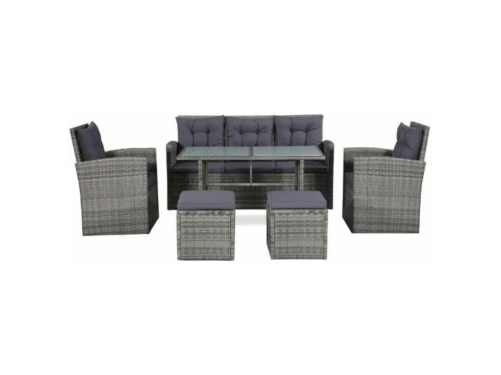 6-piece grey wicker resin garden furniture set from Vertchez