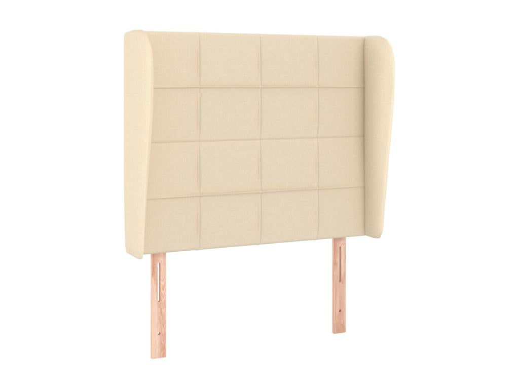 Upholstered bed base and mattress, Cream, 90x190 cm, Fabric