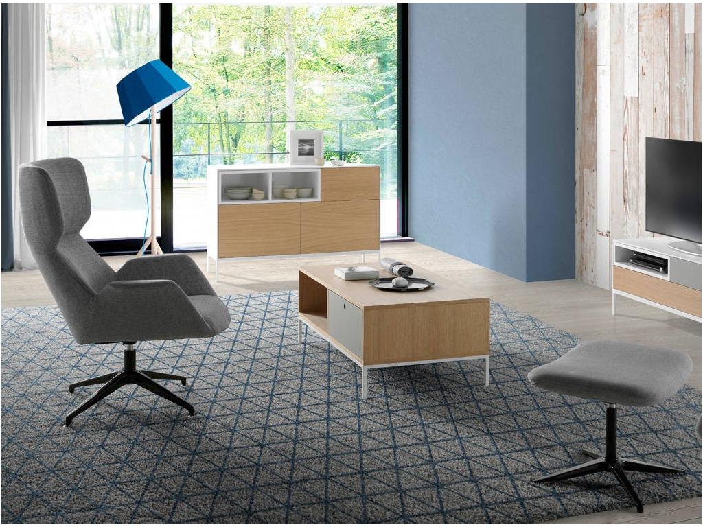 Swivel footrest in fabric with steel legs, Vertchez-Couleur Vertchez 05