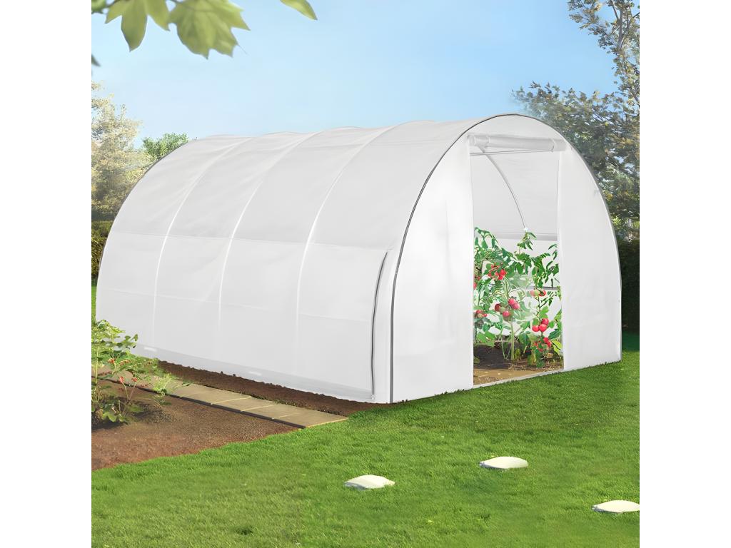 PASTI 12m² White Liftable Garden Tunnel Greenhouse with Mosquito Net