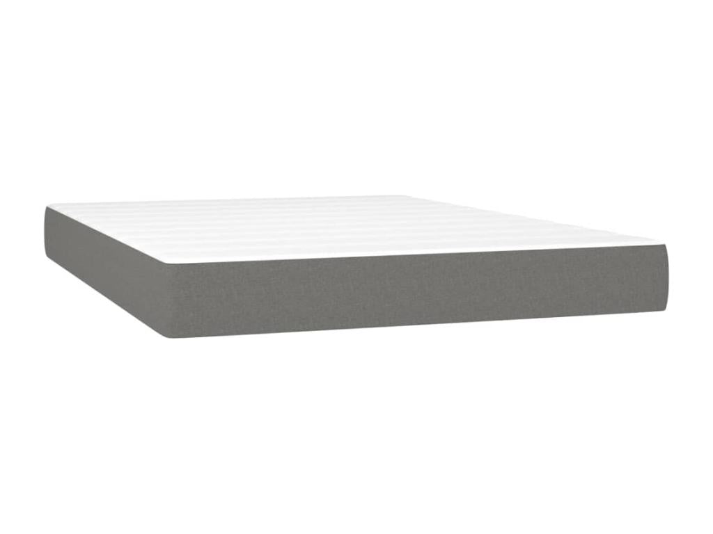 Upholstered bed base and mattress with LED lighting, dark grey, 140x200 cm, fabric