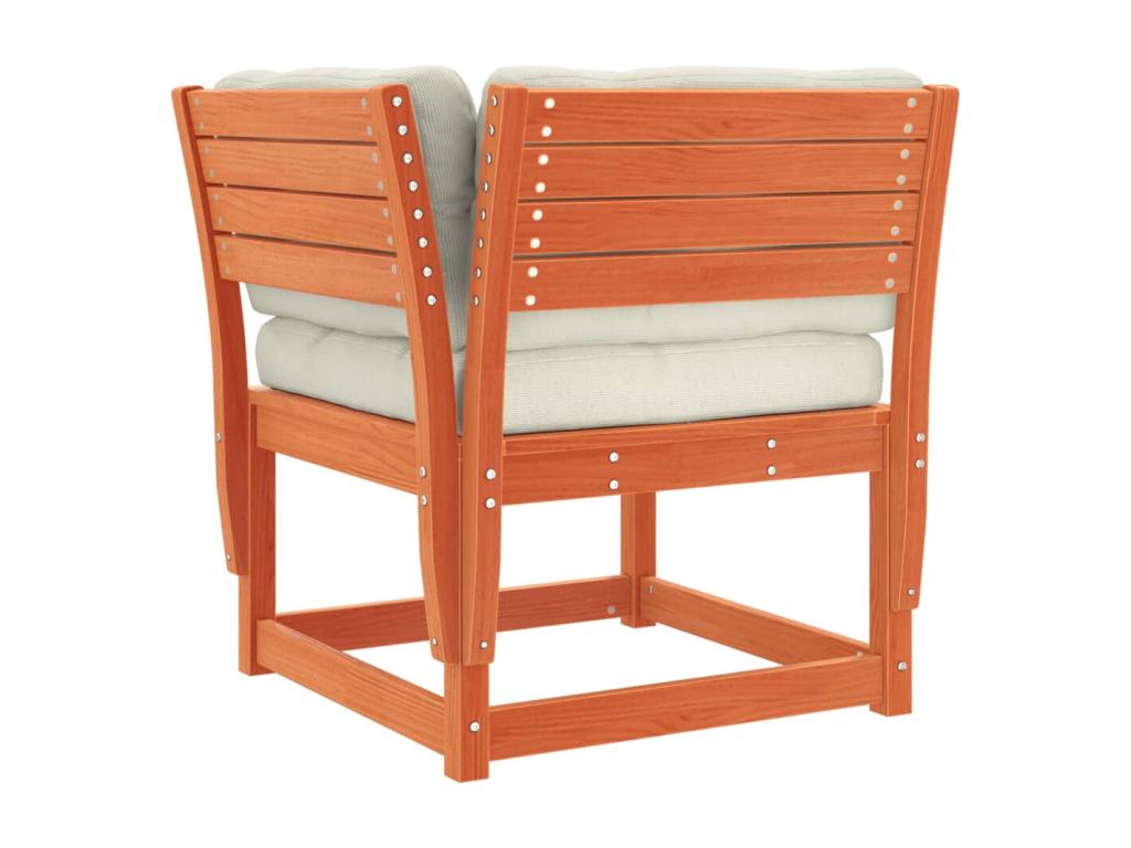 5-piece garden furniture set with cushions, brown wax finish, solid pine wood