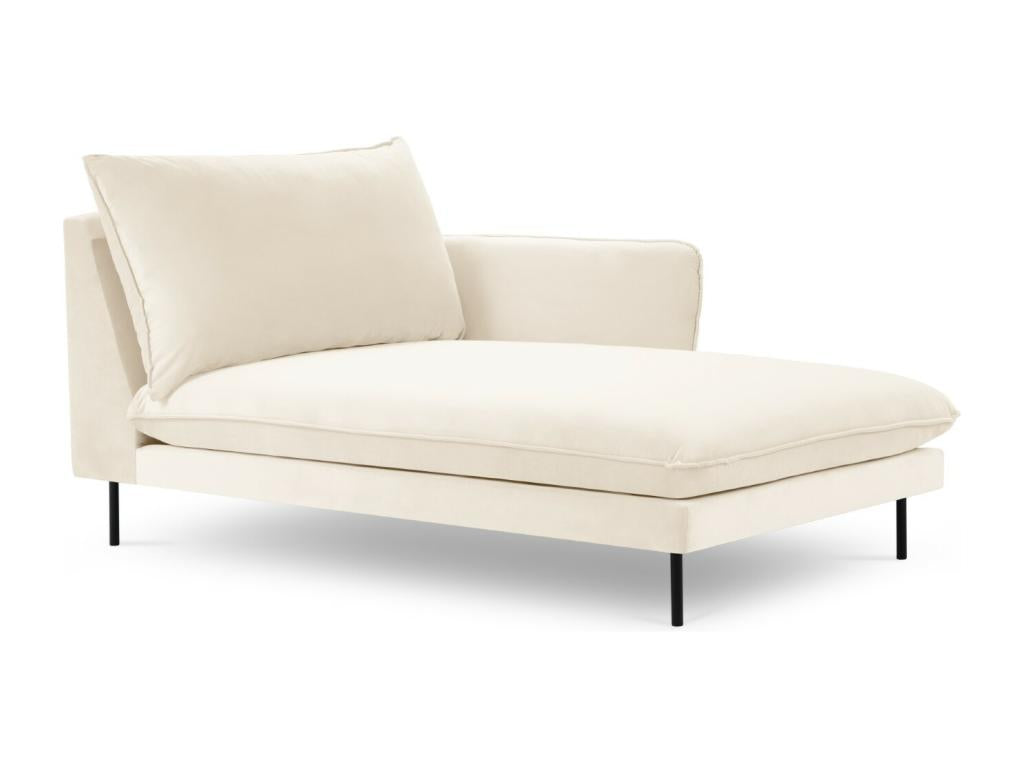 Vertchez - Vertchez right-facing chaise longue in light beige velvet - 170x110x95cm