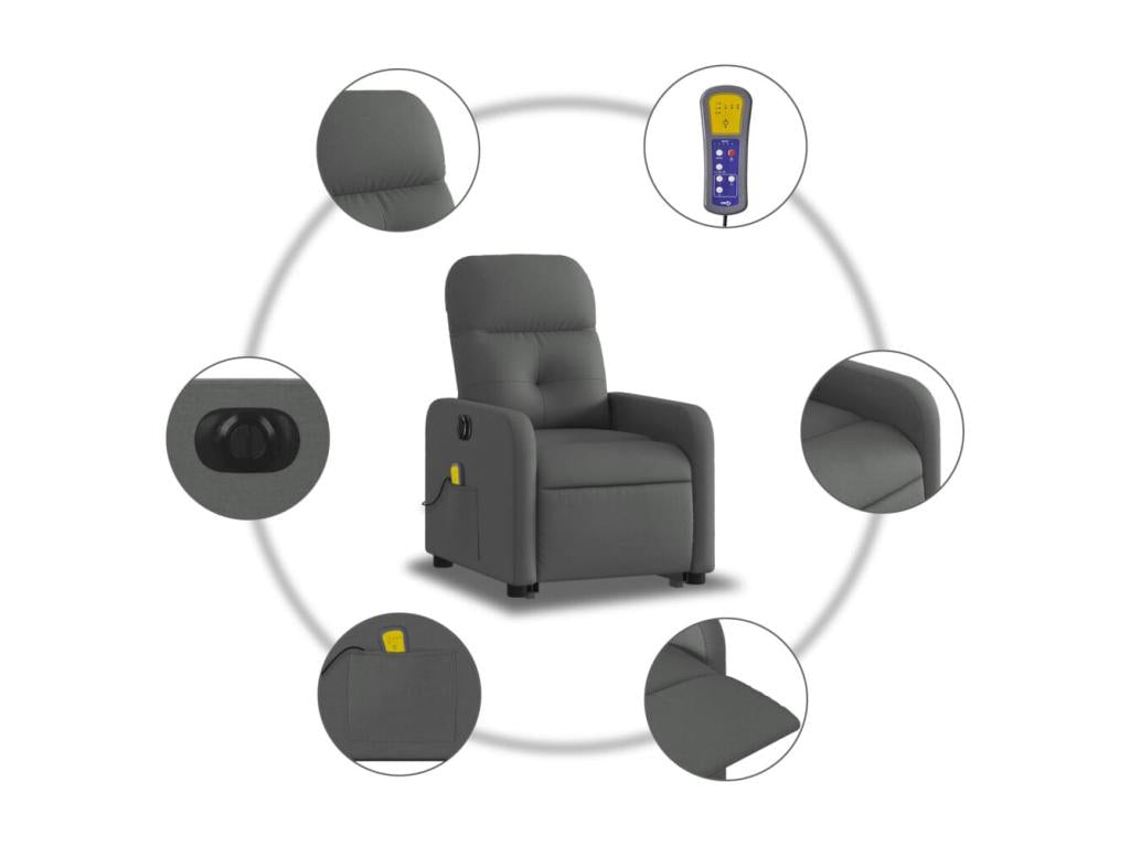 Dark Grey Fabric Electric Massage Recliner