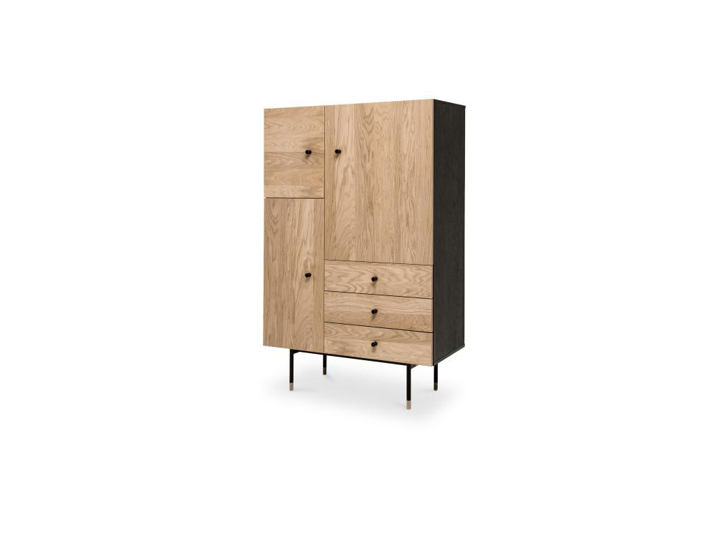 Large two-tone wooden sideboard in Scandinavian style - Chocolate brown skirt