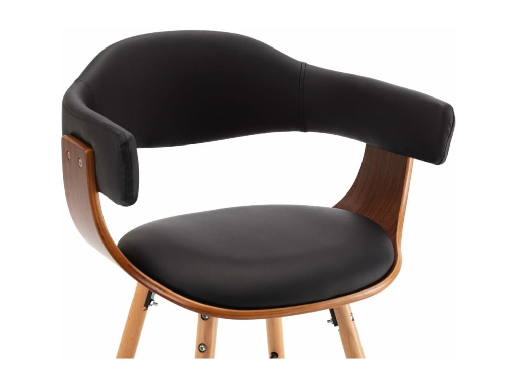 Set of 4 dining chairs in black faux leather and bentwood