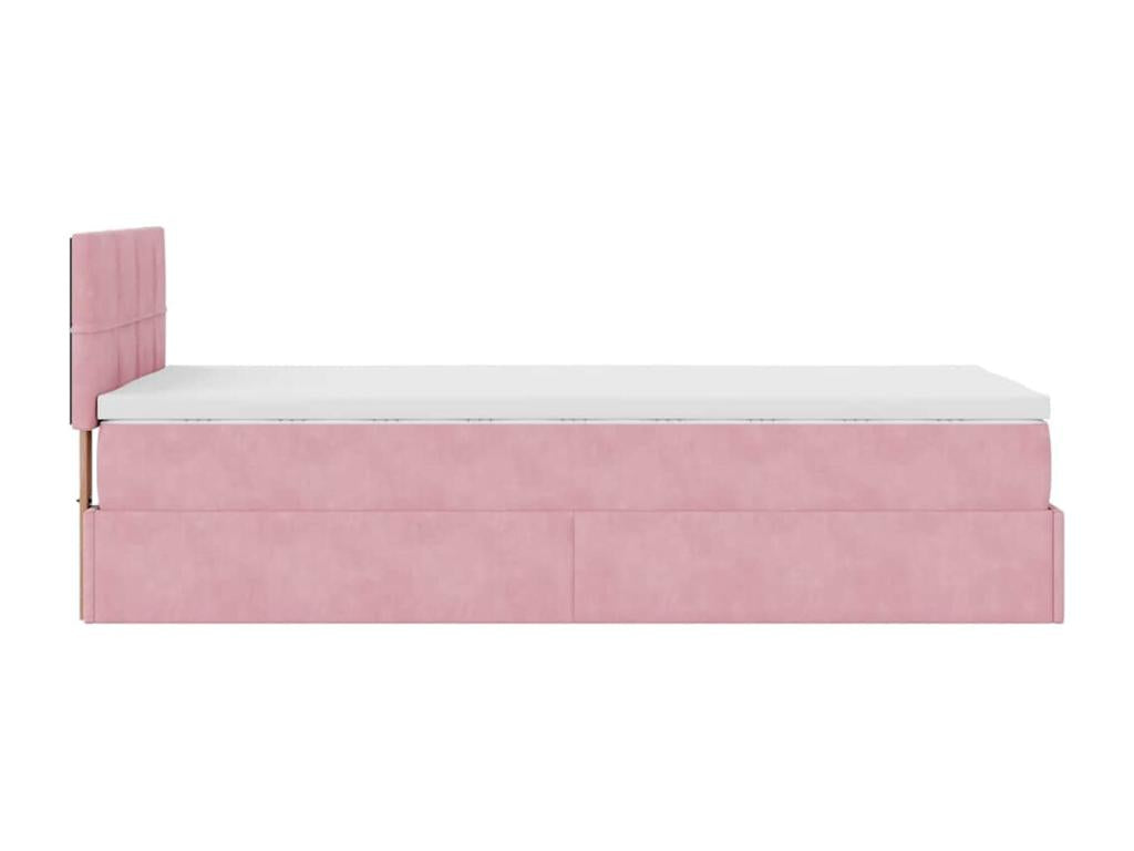 Ottoman bed frame with pink velvet mattress 100x200 cm